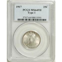 1917 25C Type One MS64 Full Head PCGS. Solidly struck 