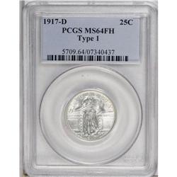 1917-D 25C Type One MS64 Full Head PCGS. Solidly struc 
