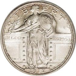 1917-D 25C Type One MS66 Full Head PCGS. Light golden- 