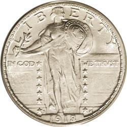 1918/7-S 25C AU58 PCGS. A pleasing near-Mint example o 