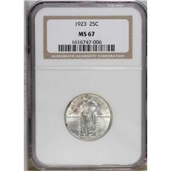 1923 25C MS67 NGC. The nearly immaculate fields are la 