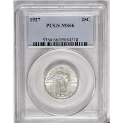 1927 25C MS66 PCGS. Highly lustrous beneath thin laven 