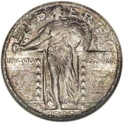 1929 25C MS67 NGC. Splashes of apple-green and orange 