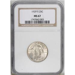 1929-S 25C MS67 NGC. A highly lustrous Superb Gem, nic 