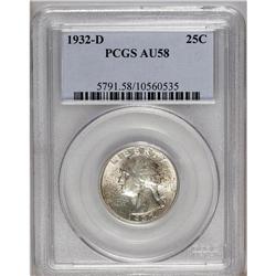 1932-D 25C AU58 PCGS. A trace of friction keeps this p 