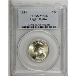 1934 25C Light Motto MS66 PCGS. Delicate champagne pat 