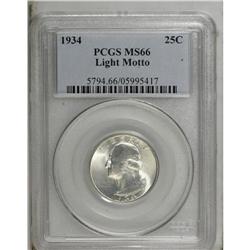 1934 25C Light Motto MS66 PCGS. Essentially untoned su 