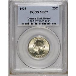 1935 25C MS67 PCGS. Ex: Omaha Bank Hoard. A remarkably 