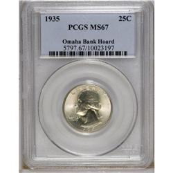 1935 25C MS67 PCGS. Ex: Omaha Bank Hoard. Frosty with 