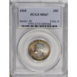 1935 25C MS67 PCGS. This Superb Gem is highly lustrous 