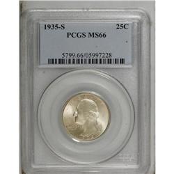1935-S 25C MS66 PCGS. Highly lustrous beneath soft ivo 