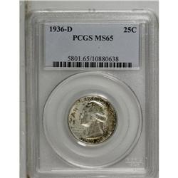 1936-D 25C MS65 PCGS. This Gem has hazy patina over mu 