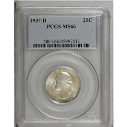 1937-D 25C MS66 PCGS. Speckled russet toning is presen 
