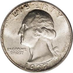 1937-S 25C MS67 PCGS. A frosty and fully lustrous Supe 