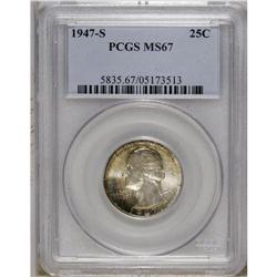 1947-S 25C MS67 PCGS. Light pearl-gray patina appears 