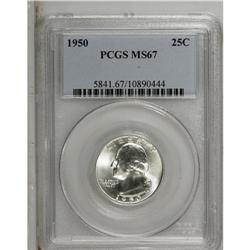 1950 25C MS67 PCGS. Highly lustrous and essentially un 