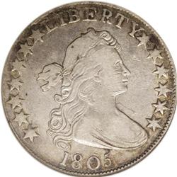 1805 50C VF35 ANACS. O-104, R.4. Evenly worn on the hi 