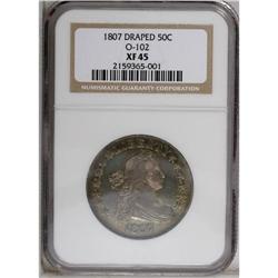 1807 50C Draped Bust XF45 NGC. O-102, R.2. A nicely st 