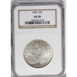 1808 50C AU58 NGC. O-103, R.1. Highly lustrous with a 