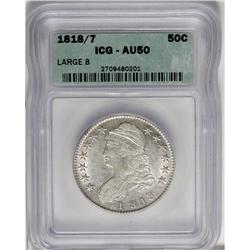 1818/7 50C Small 8 AU50 ICG. O-102, R.2. Incorrectly l 