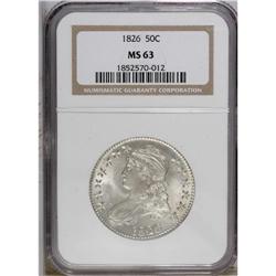 1826 50C MS63 NGC. O-106, R.3. A lustrous and unworn e 