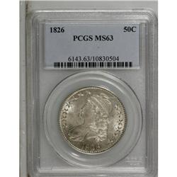 1826 50C MS63 PCGS. O-106, R.3. A lustrous and solidly 