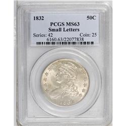 1832 50C Small Letters MS63 PCGS. O-105, R.3. A sharp 