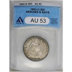 1853-O 50C Arrows and Rays AU53 ANACS. A high-grade ex 
