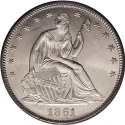 1861 50C MS66 PCGS. Because of its mintage of close to 