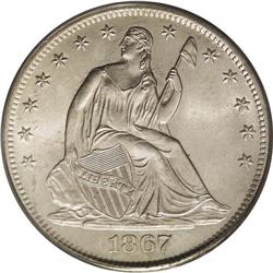 1867-S 50C MS64 PCGS. This is an unlisted variety in W 