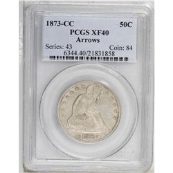 1873-CC 50C Arrows XF40 PCGS. Pleasing light gray with 