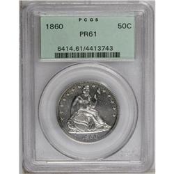 1860 50C PR61 PCGS. Moderately reflective beneath gunm 