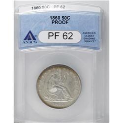 1860 50C PR62 ANACS. A thin veneer of tan-gold color a 