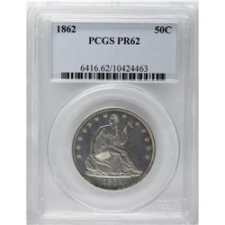1862 50C PR62 PCGS. An exquisite strike is one of the 