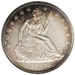 1865 50C PR66 Cameo NGC. Notable as the final year of 