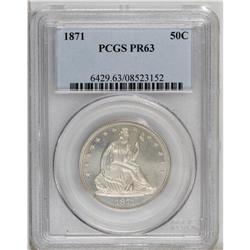 1871 50C PR63 PCGS. Moderately reflective beneath thin 