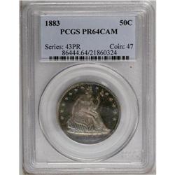 1883 50C PR64 Cameo PCGS. The devices contrast nicely 