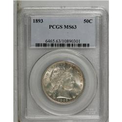 1893 50C MS63 PCGS. A lustrous piece with pale golden 