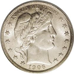 1906 50C MS65 PCGS. Powder-blue and walnut-tan tints g 