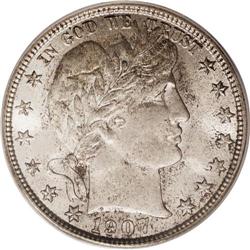 1907 50C MS66 PCGS. Collectors of Mint State Barber ha 