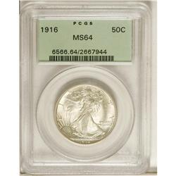 1916 50C MS64 PCGS. Softly lustrous and well struck. T 
