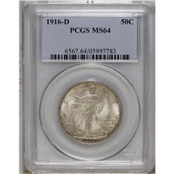 1916-D 50C MS64 PCGS. A nicely struck and satiny silve 