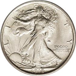 1918-D 50C MS64 PCGS. The 1918-D is a condition rarity 