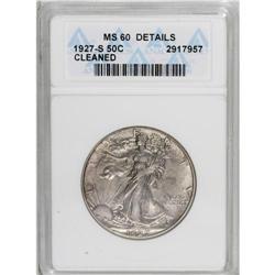 1927-S 50C --Cleaned--ANACS. MS60 Details. Gunmetal-blu 