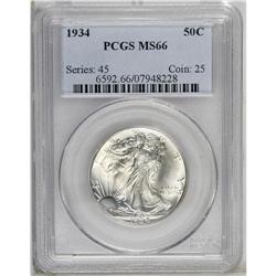 1934 50C MS66 PCGS. Light yellow golden surfaces and a 