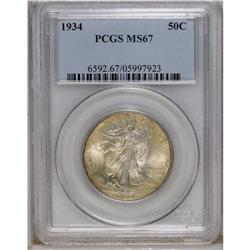 1934 50C MS67 PCGS. Rich golden-tan, mustard, and oliv 
