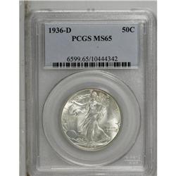 1936-D 50C MS65 PCGS. The silver-gray surfaces of this 
