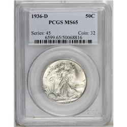 1936-D 50C MS65 PCGS. This satin Gem has brilliant sil 