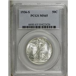 1936-S 50C MS65 PCGS. A pleasing Gem, nicely struck wi 
