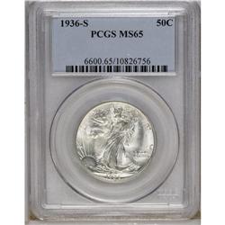 1936-S 50C MS65 PCGS. A lustrous and lightly patinated 